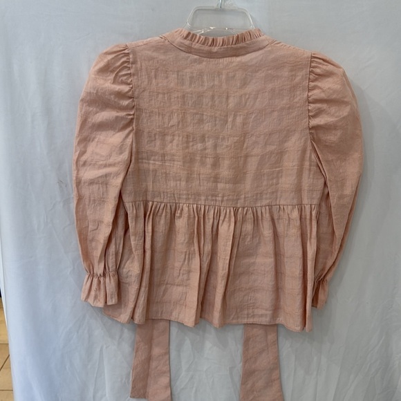 Zara Trafaluc Collection millennial pink puffy gathered sleeve with bow tie XS - Picture 4 of 4